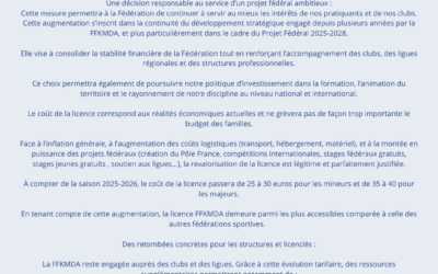 Une seule augmentation de la licence depuis la création de la Fédération 